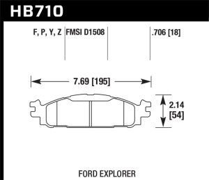 Ford Explorer Brake Pad Set - Front - Hawk Performance - HPS 5.0 - `11-`19